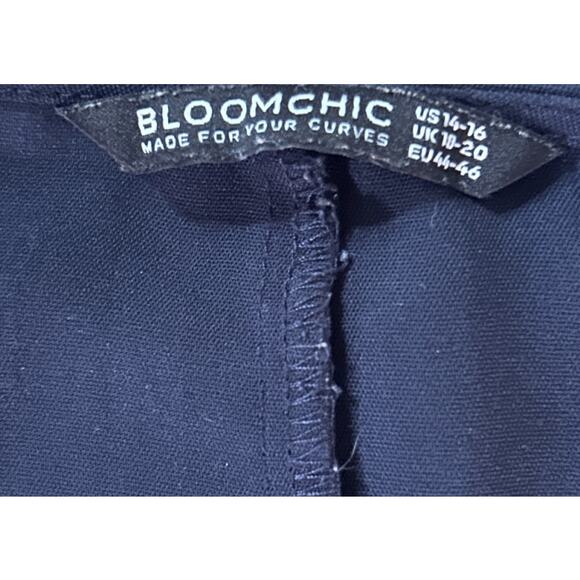 Bloomchim Navy Blue V-Neck Long Sleeve Wrap Front Top 14/16 - Picture 5 of 10